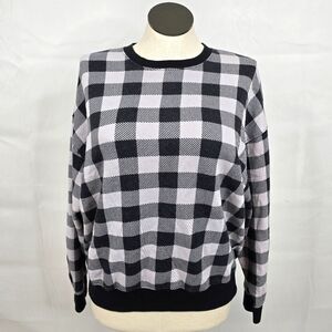 3/$25 Victorias Secret PINK Buffalo Plaid Gray Sweatshirt Size Medium